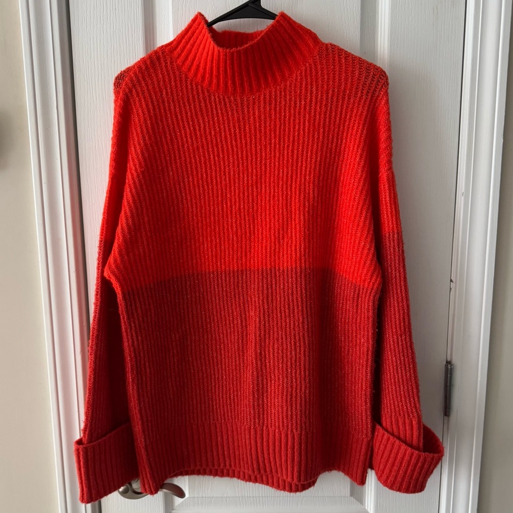 Z Supply Vibrant Red Cowl Neck Sweater